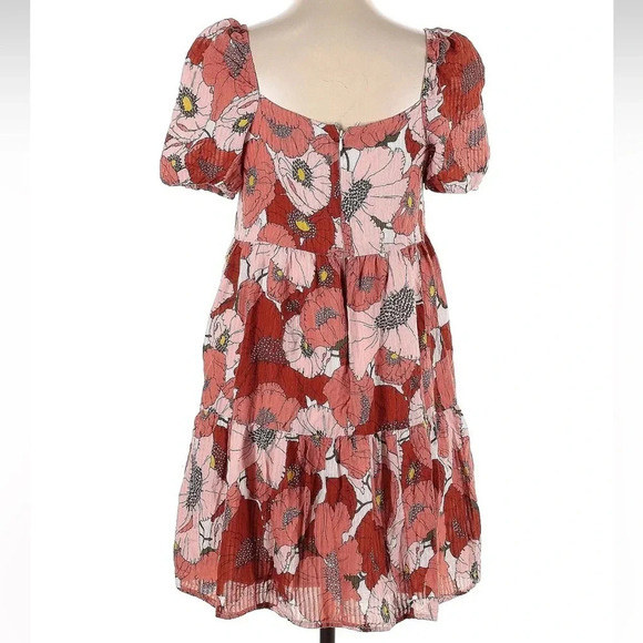 Ann Taylor LOFT Poppy Square Neck Puff Sleeve Dress Size 4 Small S - Picture 5 of 8